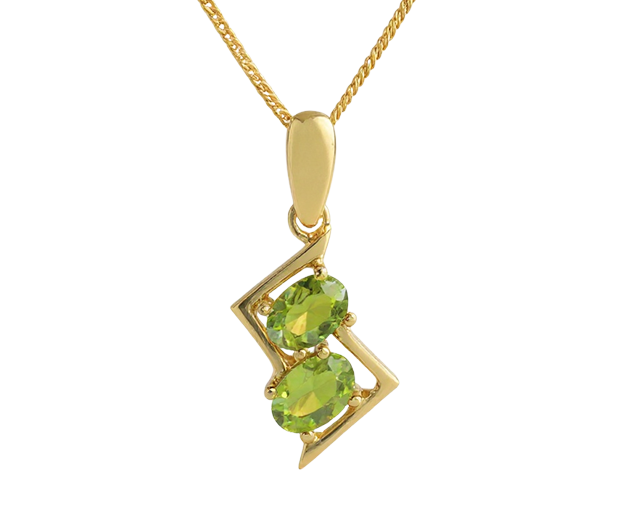 18 KT GOLD PENDANT SET WITH 02 PERIDOTS